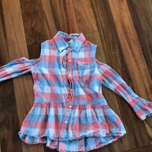 very fun plaid shirt with shoulder cutouts